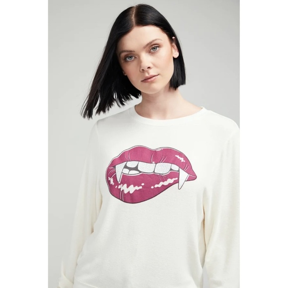 NWT Wildfox Love Bites Baggy Beach Jumper Long Sleeve Crew Neck Pullover - Picture 1 of 6